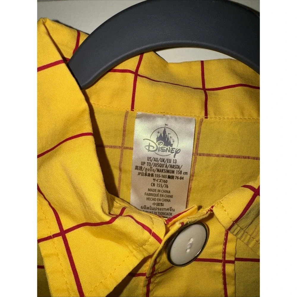 Disney Store Woody Costume Yellow Grid Shirt Cow Print Vest Size Kid